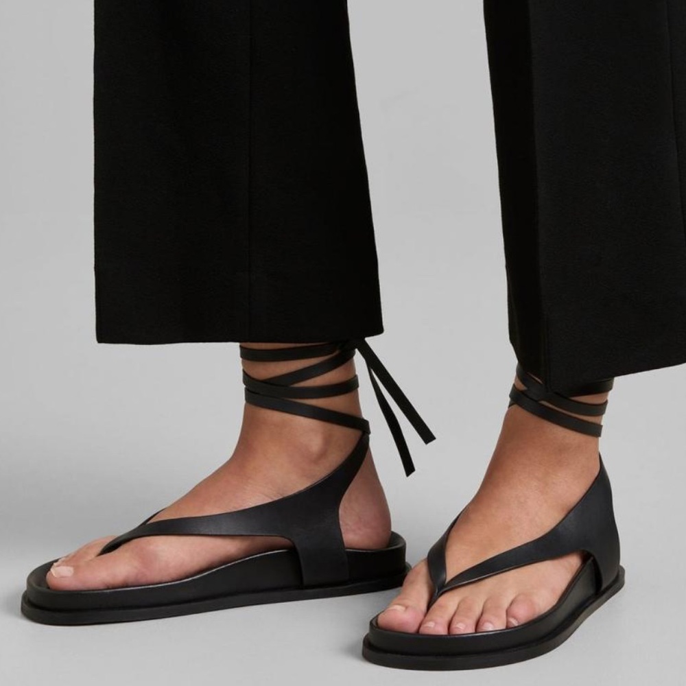 A. Emery Shel Sandals in Black Leather - Picture 2 of 5